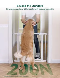 Babelio 29-55 Inch Extra Wide Baby/Dog Gate, PressGuard P7, Metal Auto Close, Pressure Mounted Pet Door for Doorways, NO Need Tools and Drilling