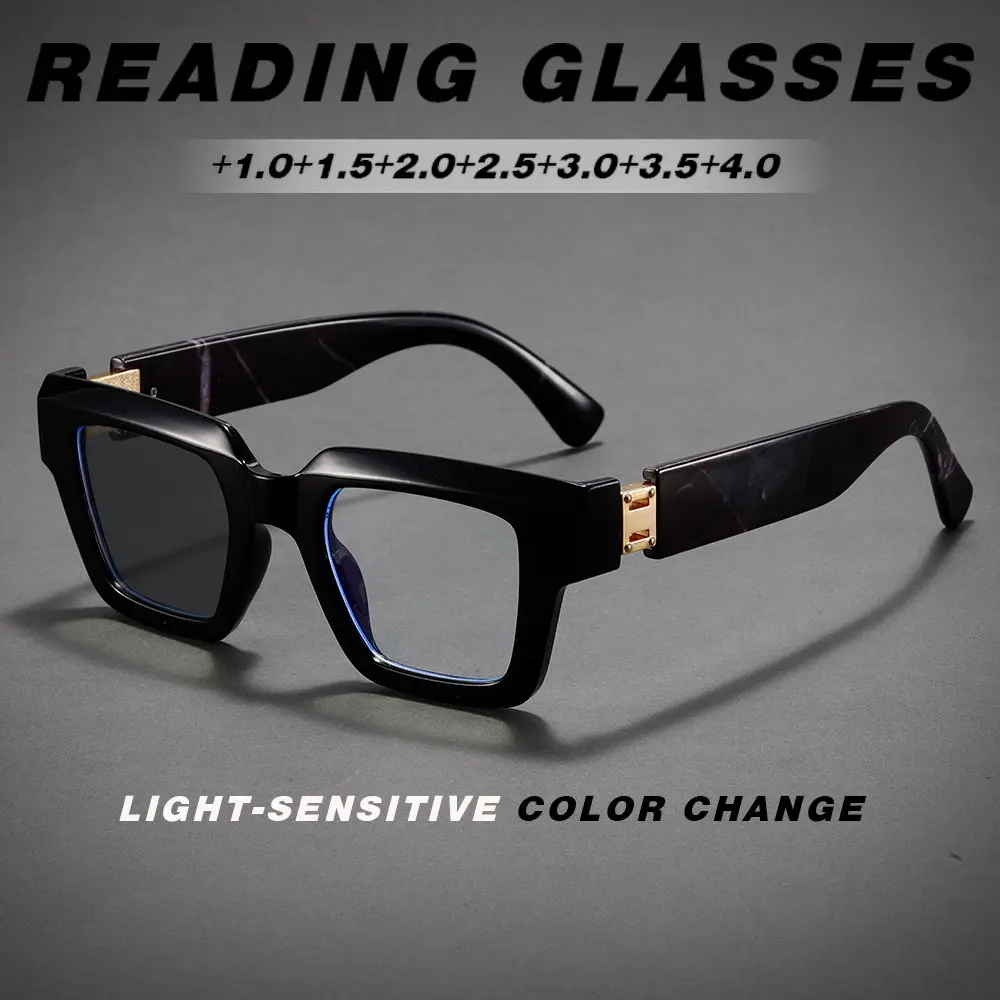 Photochromic Reading Glasses, Reading Sunglasses with Metal Link, Uv400 Protection, Adjustable Comfort Fit High Quality Eyewear for Men & Women, Daily Use Essentials
