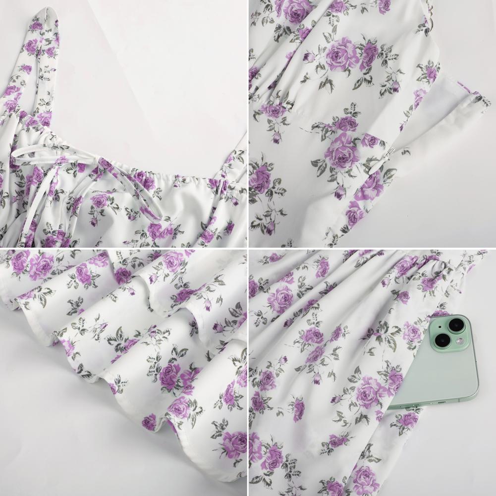 【Grace Karin】Grace Karin Floral Corset Mini Dress, Casual & Vacation Style, Spring Summer Daily Wear, S-2XL Inclusive Size, Plus Friendly 2XL, Flowy A-Line Sundress with Pockets