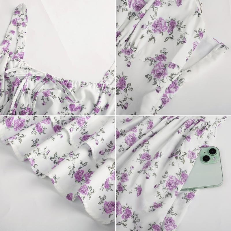 Floral Mini Corset Dress for Women Teen 2026 Summer Spring Flowy A-Line Sundress with Pockets