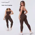 Coral Canton Seamless Halter Top & Leggings Sets SohoChic