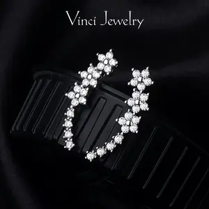 Exquisite Flower Stud Earrings with Sparkling Lab Grown Diamond Design, Stylish Flower Drop Earrings Jewelry for Women, Romantic Ear Jewelry Perfect Gift for Lover, Wife, Girls for Daily Wear and Party, Christmas and Valentine Gift