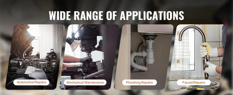 VEVOR Crowfoot Wrench Set,  1/2" and 3/8" Drive 15-Piece Crows Foot Wrench Set with PP Storage Case,  Metric 8-24 mm, CRMO Steel and  Manganese Phosphate Finish, for Mechanical Maintenance and Repairs