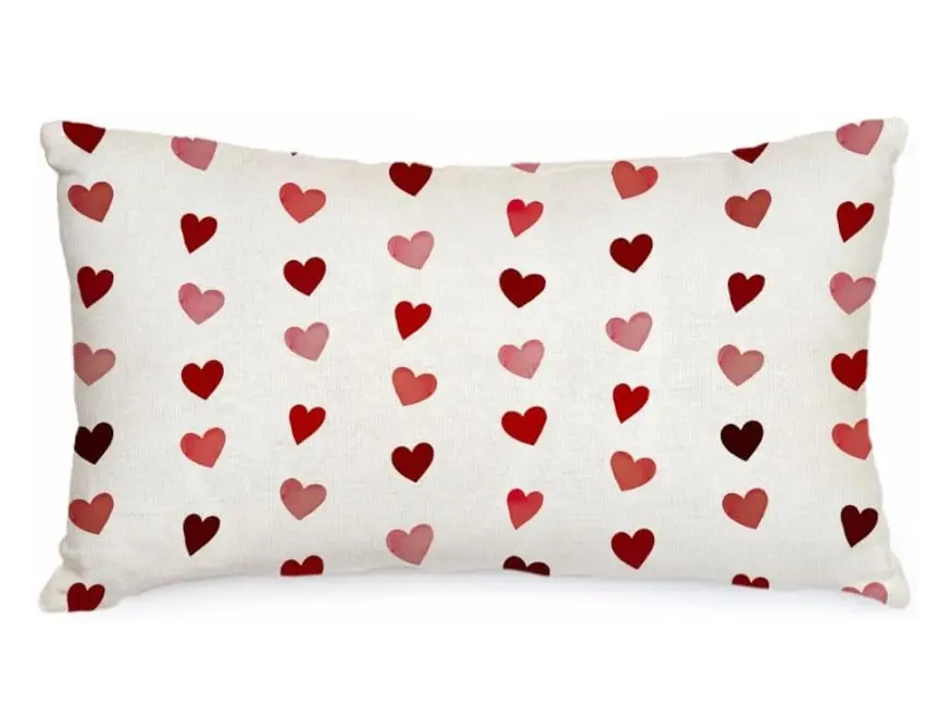 Valentines Pillow Covers 12x20 Inch Red Pink Hearts Decorative Pillow Case Wedding Decorations for Home Sofa Couch Valentines Gift
