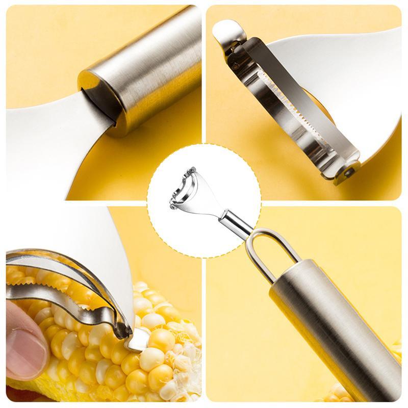 2 Counts Corn Peeler, Corn Cob Stripper & Thresher, Ergonomic Handle Corn Cutter, Kitchen Gadget for Removing Corn Kernels from Cob