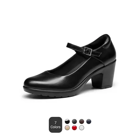 DREAM PAIRS Mary Jane Arch Support Heels | Comfortable pumps, low chunky heels, wide-width options, closed toe dress shoes for professionals, like flight attendants,shoes for back to school,back to school shoes