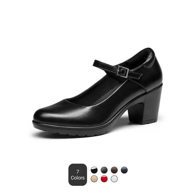 DREAM PAIRS Mary Jane Arch Support Heels | Comfortable pumps, low chunky heels, wide-width options, closed toe dress shoes for professionals, like flight attendants,shoes for back to school,back to school shoes