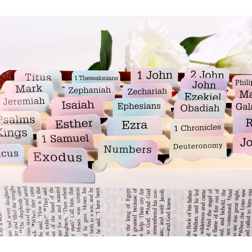 Colorful Rainbow Bible Tabs for Kids - Multi-Color Paper Index Tabs, Teens & Adults, fits Most Bible Versions (90 Tags)