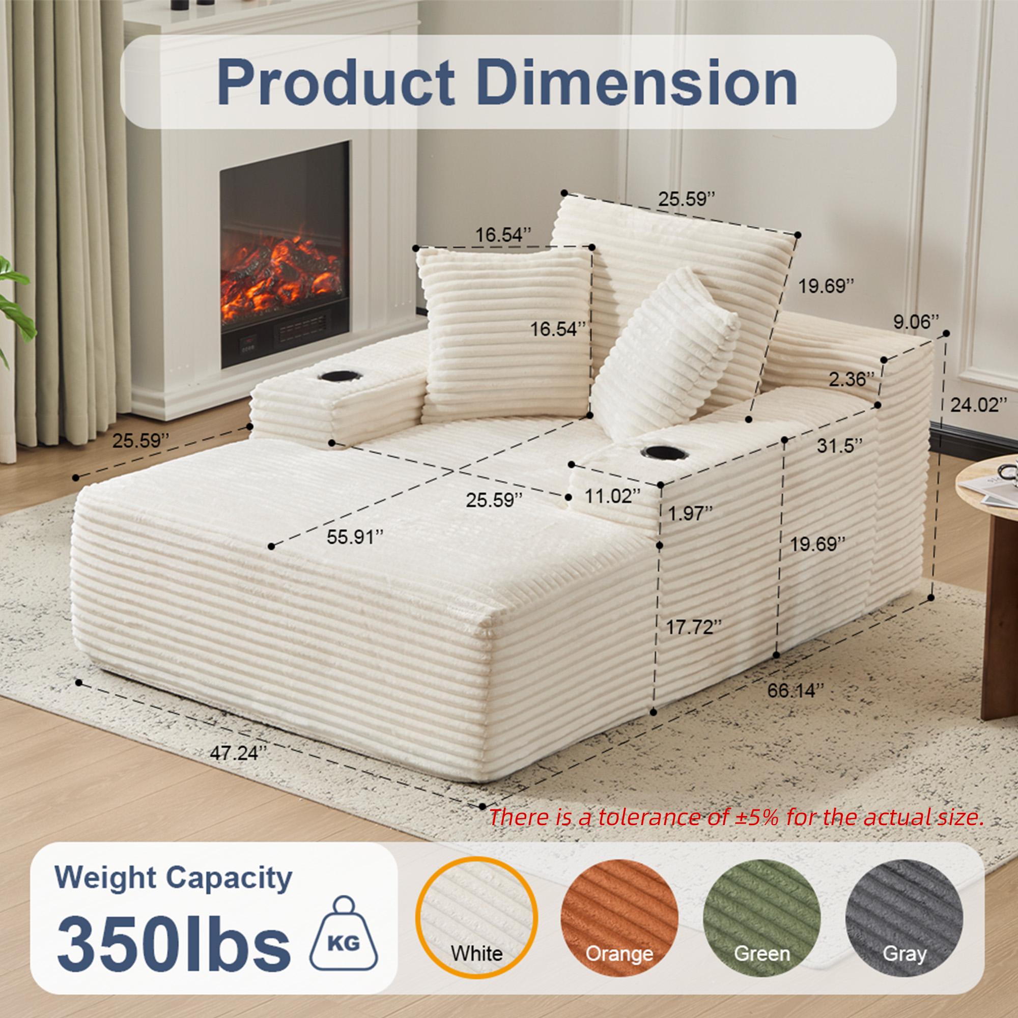 64" Oversized Boneless Cloud Couch Indoor, Plush Faux Fur Sleeper Sofa Couch Bed with 3 Pillows & Wide Armrest,Fluffy Comfy Cloud Sofa,Compression Foam Boneless Couch for Living Room,Bedroom, Reading chair, Sofa bed for single