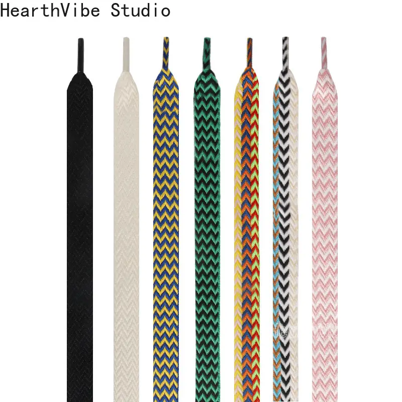 Flat Wave-Patterned Nylon-Woven Polyester Shoelaces, Colorful Lightweight Synthetic Lace-Up Strings for Men’s/Women’s Sneakers, Cold-Wash Casual Footwear Accessories