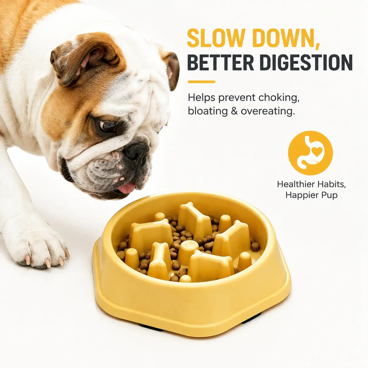 Interactive Slow Feeder Bowl for Dogs & Cats, Puzzle Feeding Bowl with Bone Design, Helps Reduce Boredom and Supports Healthy Eating Habits