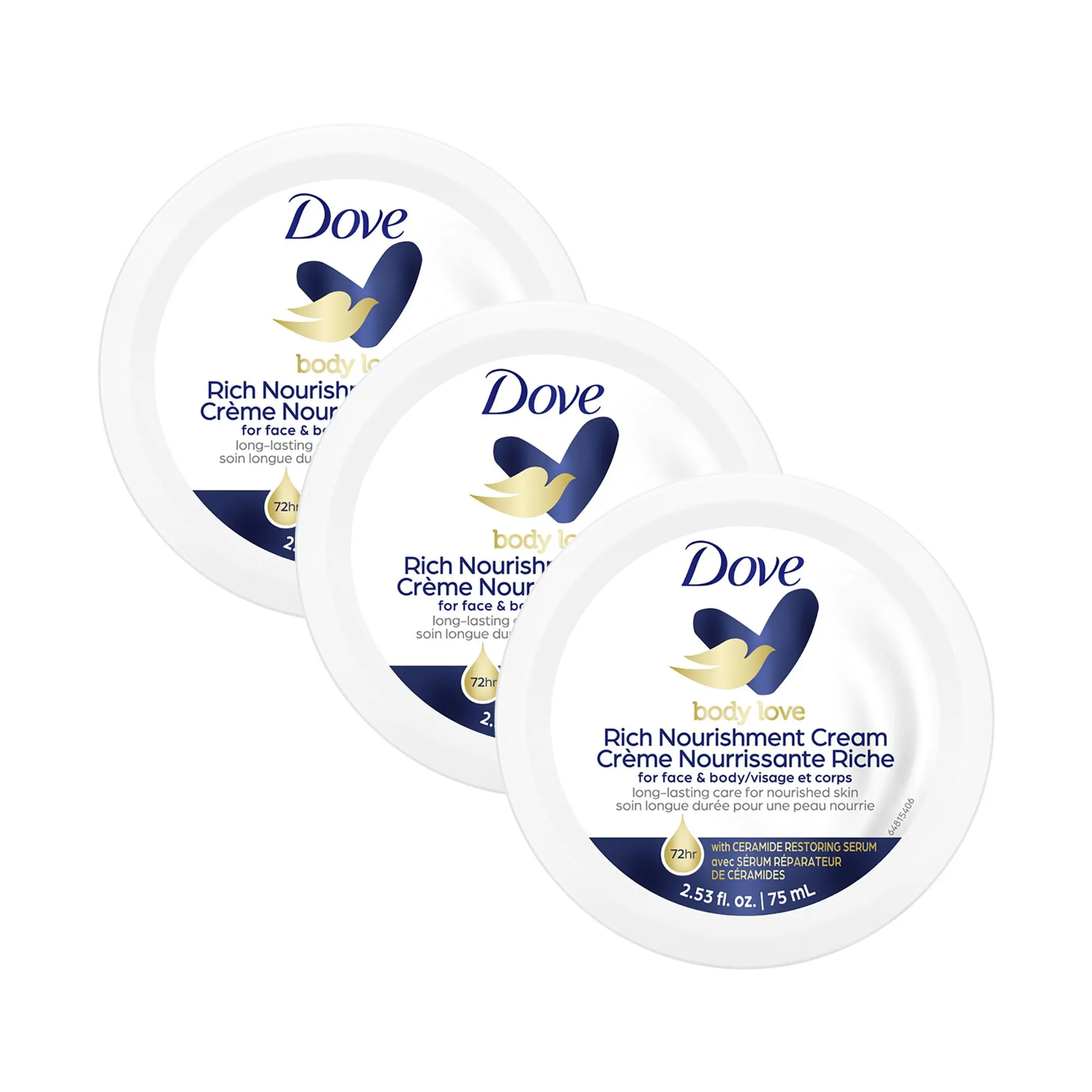 Dove Rich Nourishment Daily Moisturizer Cream, Unisex, 2.53 fl oz, 3-Piece Set Pack