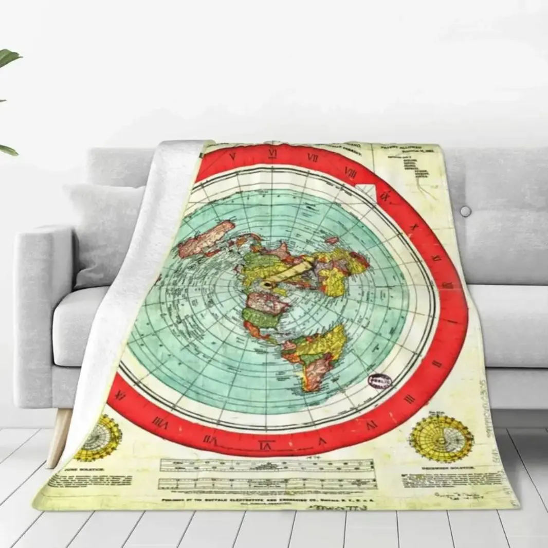 Soft Durable Blanket Camping Gleason 1892 Flat Earth Map Throw Blanket Nature Flannel Bedspread Bedroom Graphic Sofa Bed Cover  Warm Haven Textiles