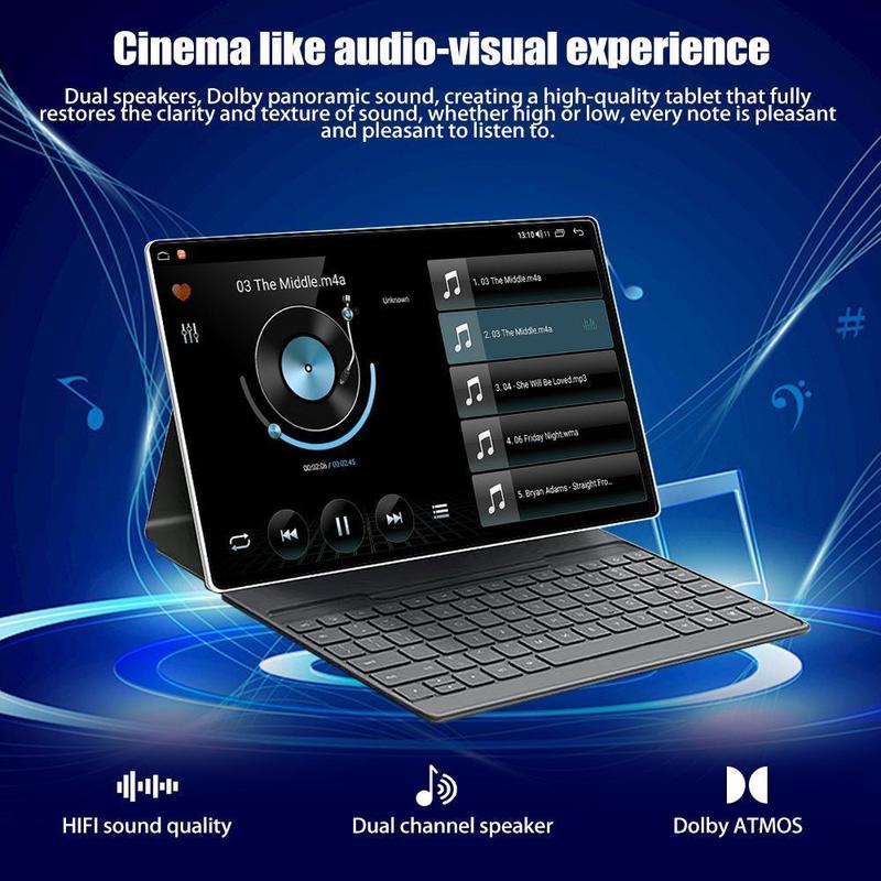 2025 upgraded 10.1-inch Android tablet - 32GB storage, 5000mAh battery, dual SIM, 5MP+13MP camera, tablet with keyboard, mouse, stylus and case