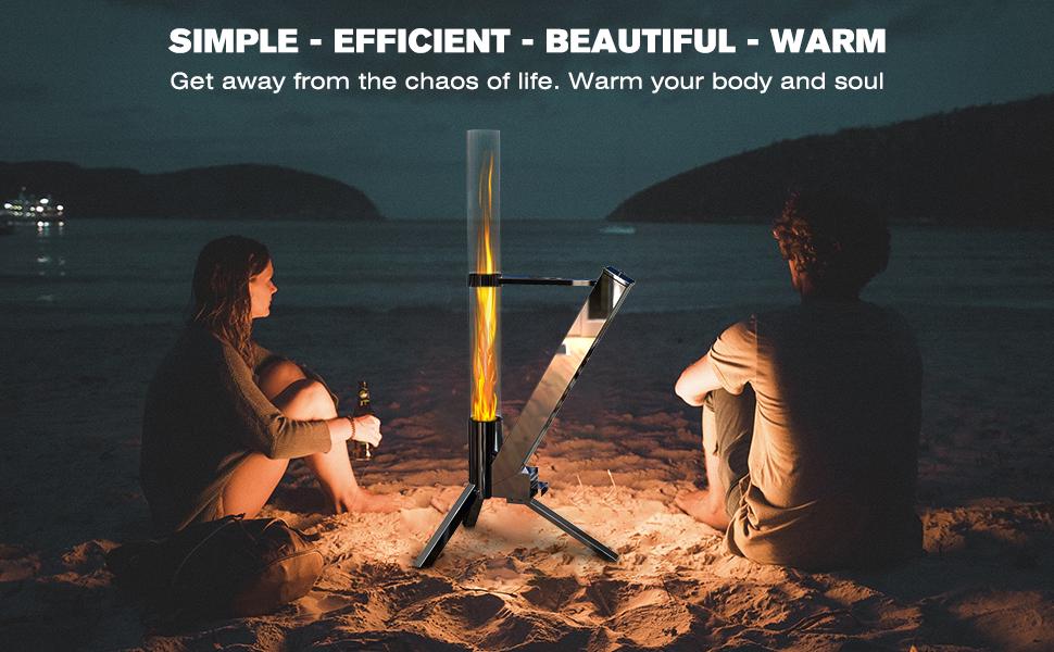 Outdoor Wood Pellet Patio Heater Rocket Stove: Low Smoke Fire Pit with Glass Tube Chimney - Heat-Resistant Backyard Garden Accessories for Camping & Heating