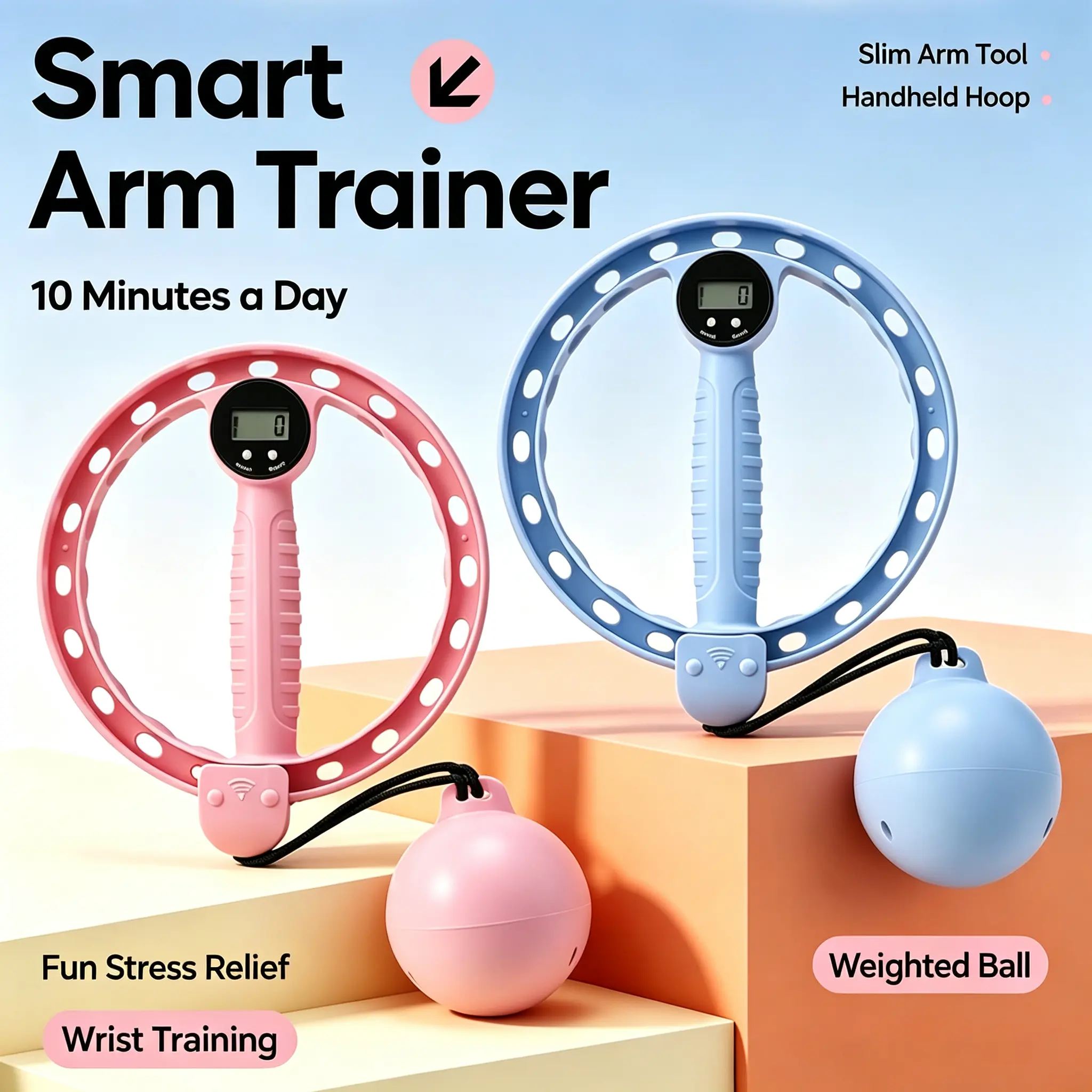 360° hand-cranked forearm trainer, digital display arm and shoulder exerciser, home shoulder and flexibility trainer, upper body strength fitness machine suitable for both men and women.