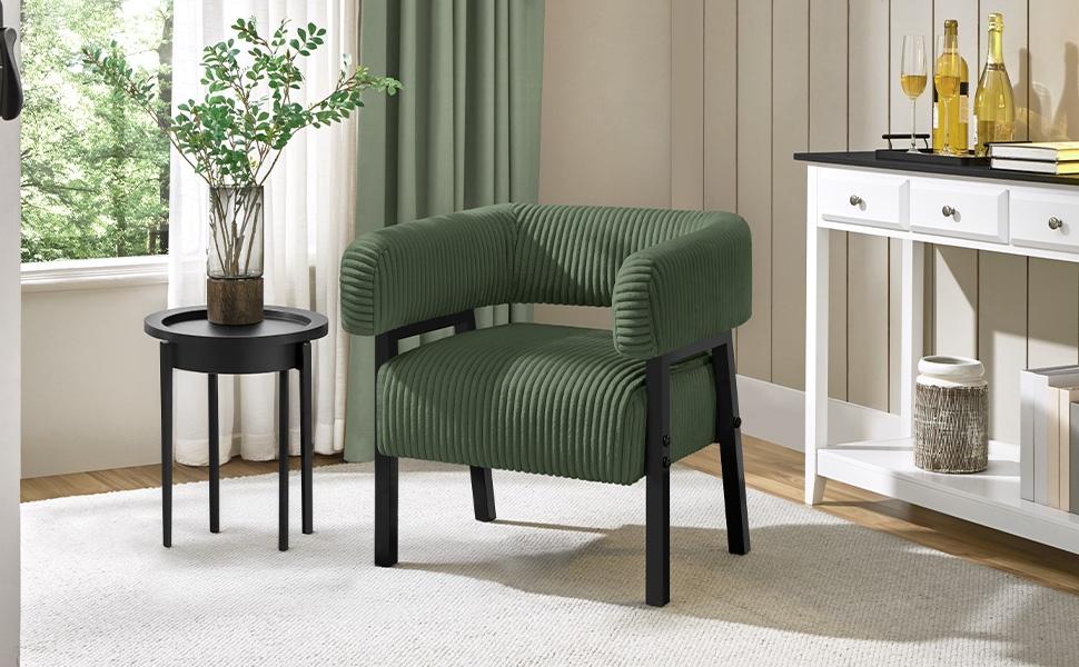 Yaheetech Corduroy Barrel Accent Chair, Modern Upholstered Armchair with Solid Wood Legs, Cozy Leisure Chair with Pocket Coiled Seat for Living Room, Bedroom, Reading Yaheetech Corduroy Barrel Accent Chair, Modern Upholstered Armchair with Solid Wood Legs, Cozy Leisure Chair with Pocket Coiled Seat for Living Room, Bedroom, Reading