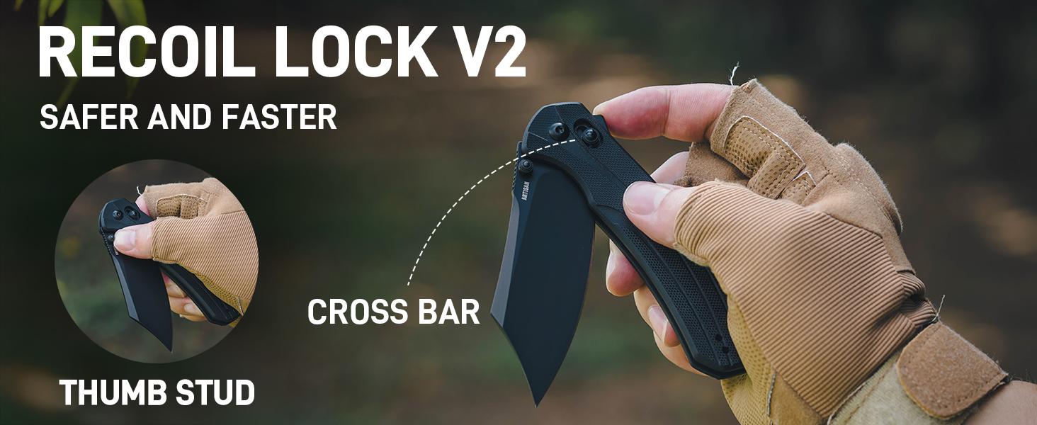 Artisan Cutlery Simoon Pocket Knife with AR-RPM9 Steel Blade G10 Handle Folding Knives with Recoil Lock for Outdoor Camping, Hunting and Daily Tasks