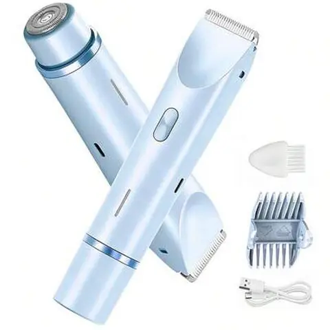 Women's Cordless Electric Trimmer - Portable Rechargeable Dual-Blades Waterproof Hypoallergenic Grooming Tool, Self Care Gadgets for Women, Personal Care Gadgets for Body Hair Trimming, Underarm/Bikini Hair Removal, Painless Trim, Dry/Wet Use, 1 Box