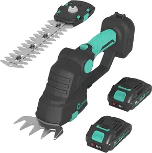 2-in-1 Hedge Trimmer Cordless, Handheld Electric Hedge Trimmer, Grass Shears and Hedges Trimmers, Up to 120 Minutes of Use, with 2Pcs 20V 2.0Ah Battery and Charger, for Lawns, Gardens and Yards