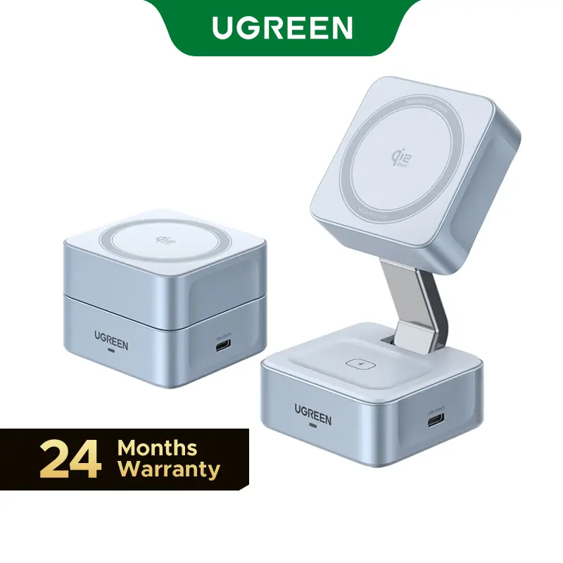 UGREEN 25W Magflow 2-in-1 Magnetic Charger - Qi2 Certified Mobile Charging Station, Foldable Stand with USB-C Port, Fast Charger for iPhone 17/16/15/14/13/12 Pro Max, Compatible with AirPods, Dual Device Charging, DealsForYouDays, Wireless Charger, Iphone