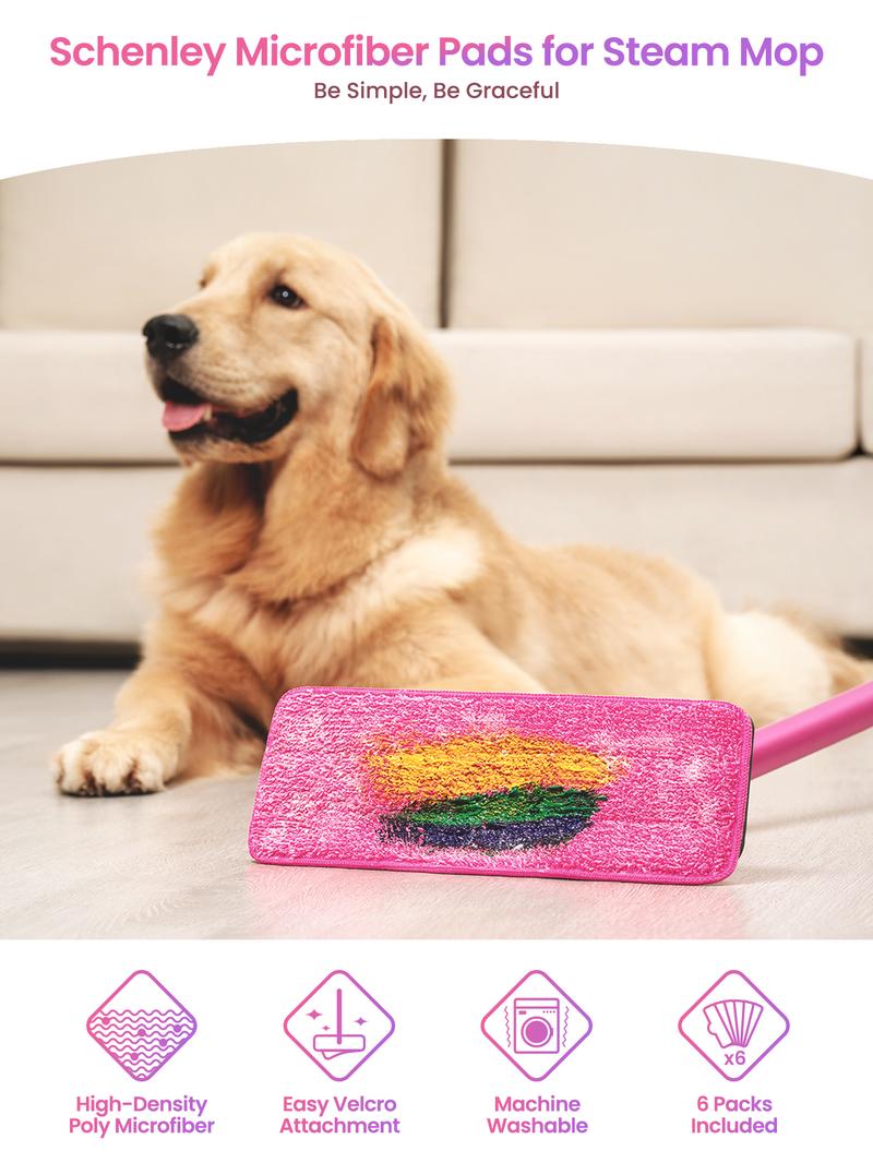 Schenley 6-Pack Microfiber Mop Pads for All-in-One Steam Mop, Washable & Reusable Replacement Pads, Fits Schenley Models SLFCSM064 & SLFCSM063 Schenley 6-Pack Microfiber Mop Pads for All-in-One Steam Mop, Washable & Reusable Replacement Pads, Fits Schenley Models SLFCSM064 & SLFCSM063