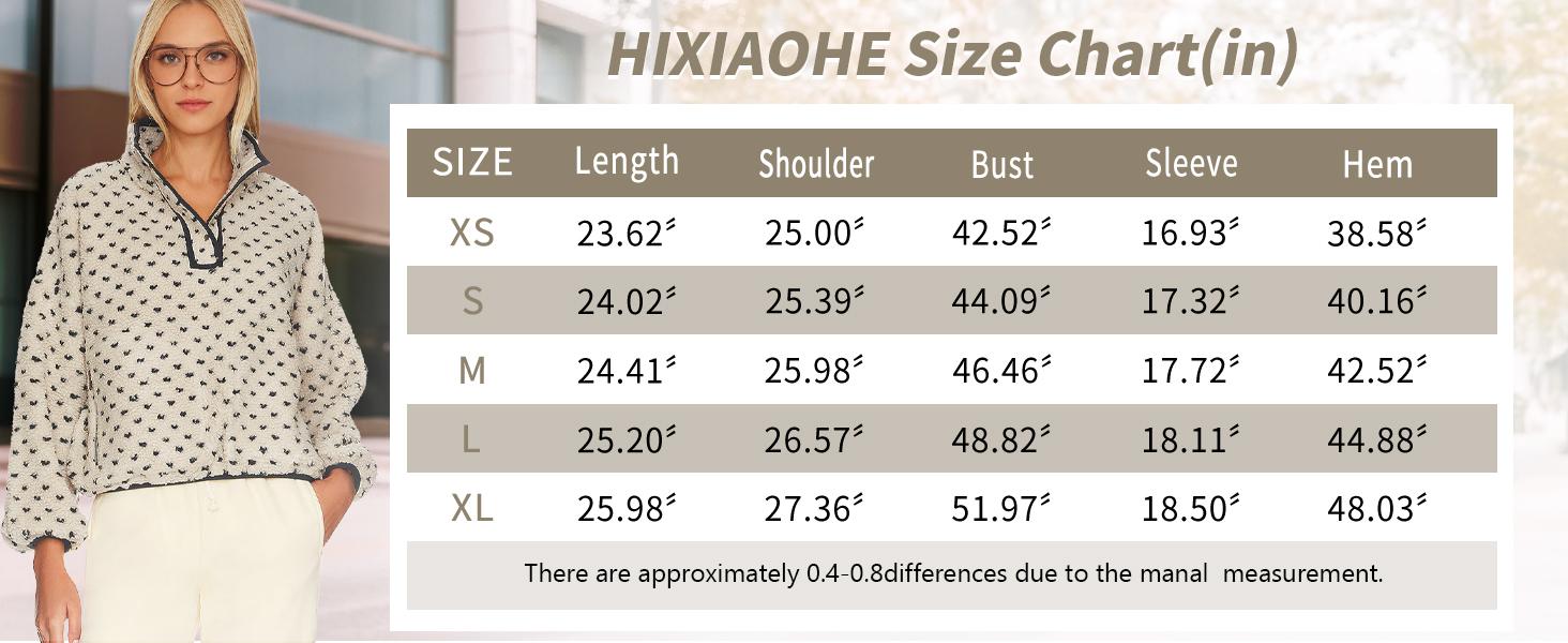 Hixiaohe Fleece Sweatshirt for Women Winter Long Sleeve High Neck Fuzzy Sherpa Pullover Jacket Warm Outerwear with Pockets