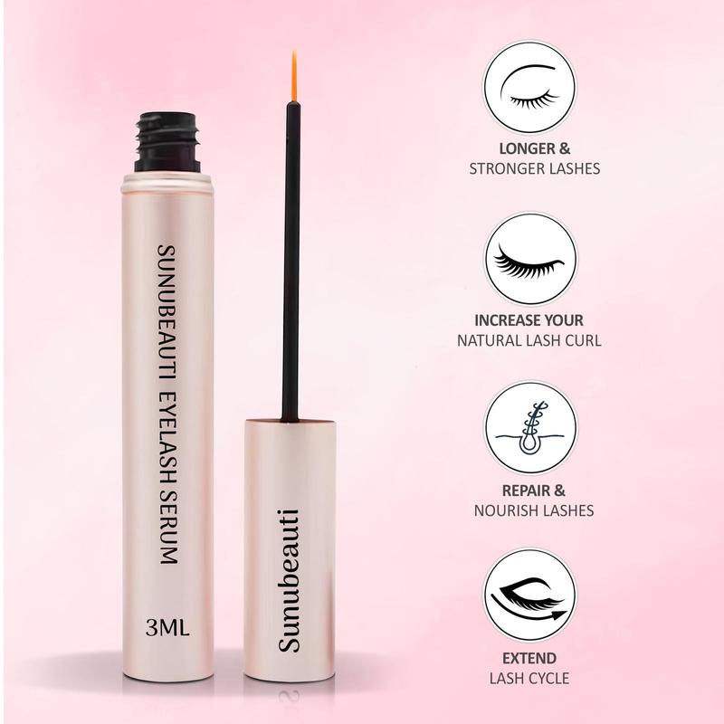 Sunubeauti Eyelash Growth Serum - 3MI Lash Serum for Eyelash Growth - Easy to Apply Eye Lash Serums to Grow Lashes - Safe Boosting Formula for Longer, Thicker and Fuller Lashes