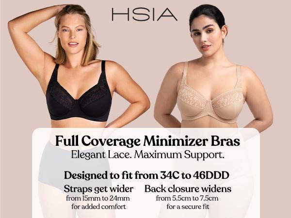 HSIA Luminous Bloom Plus Size Unlined Full Coverage Underwire No Padded Bra Support Lift Shaping for Larger Busts All Day Comfort