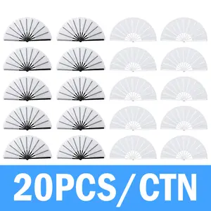 Icesip 20pcs Mix Color Sublimation Clacking Sound Fans with Plastic Bones Foldable Hand Fans for DIY Printing Events Party Favors