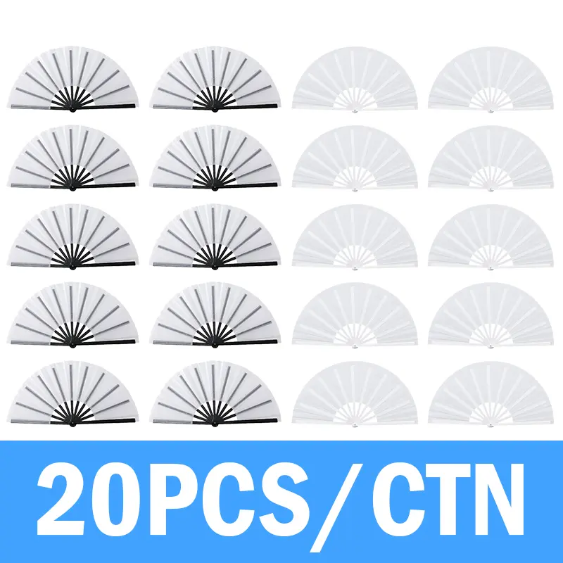Icesip 20pcs Mix Color Sublimation Clacking Hand Fans with Plastic Bones, Foldable Print-Friendly Fabric, Portable Cooling Durable Design, Paper-Ready for DIY Projects, Modest Bag Gifts for Event Planners, Bulk Carton Packaging