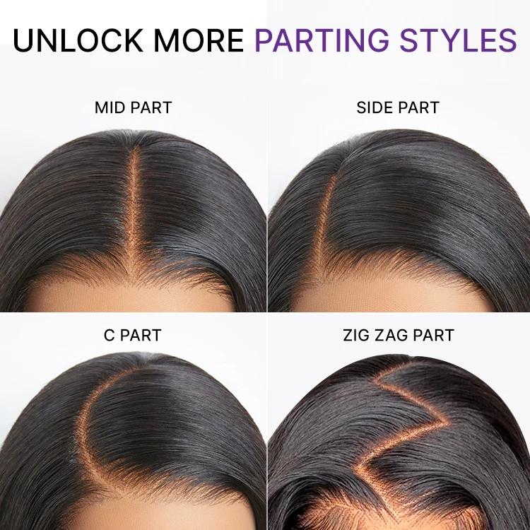 Luvme All Day Comfort Wig Glueless 7x6 Closure Pre Plucked Pre Bleached Pre Cut Melted Lace 180% Density Silky Straight Ready To Go-Come with Left Side Part 250% MyOwn-Fit™ Cap