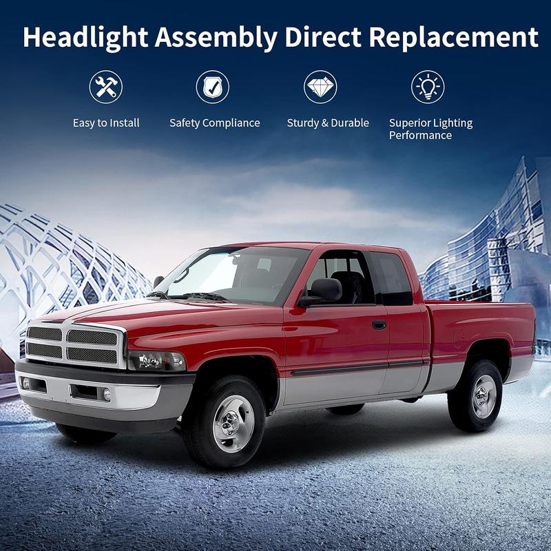YITAMOTOR Headlight Assembly Compatible with 1994-2001 Dodge Ram 1500/1994-2002 Dodge Ram 2500 3500 (without DRL)