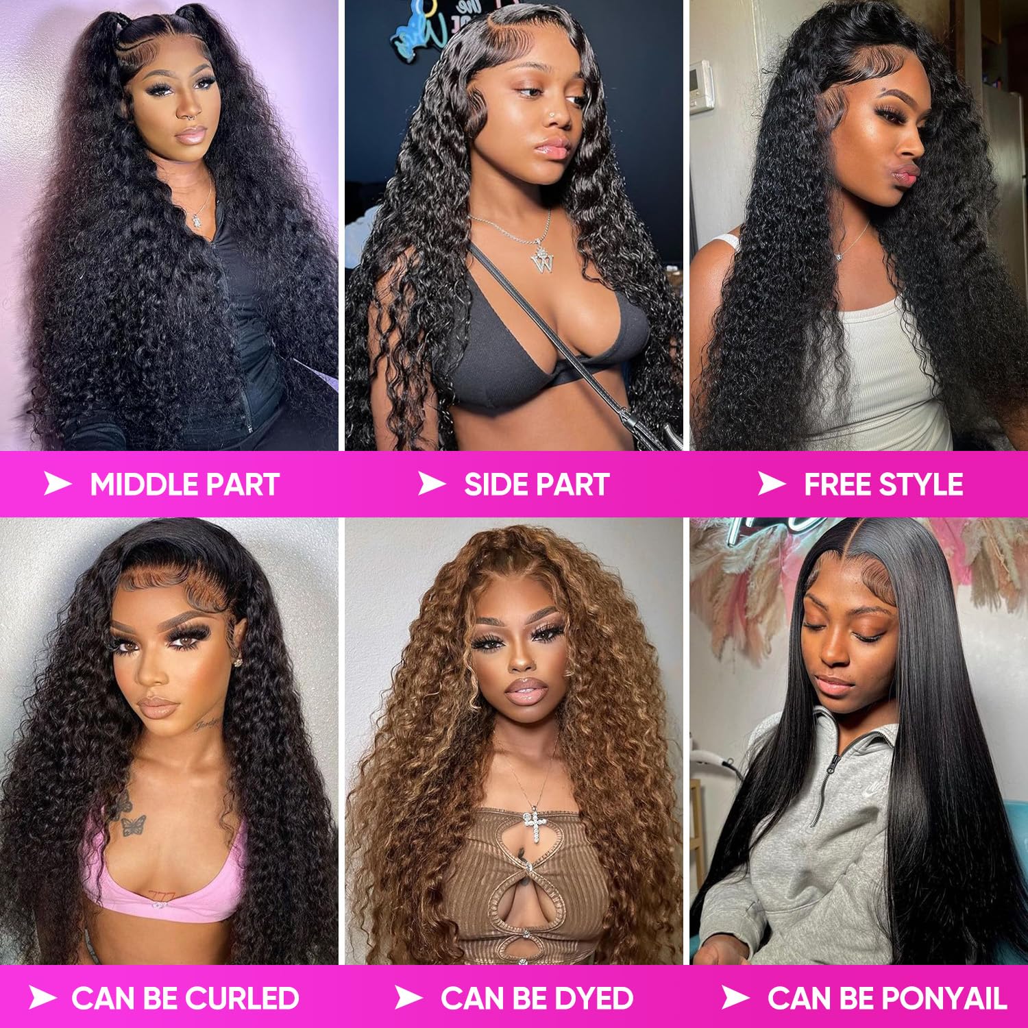 Bling Hair 13x6 13x4 Deep Wave Lace Front Wigs Human Hair 180% Density Deep Wave Frontal Wigs Glueless Wig Human Hair HD Lace Curly Wigs for Black Women Pre Plucked with Baby Hair Curly Lace Front Wig