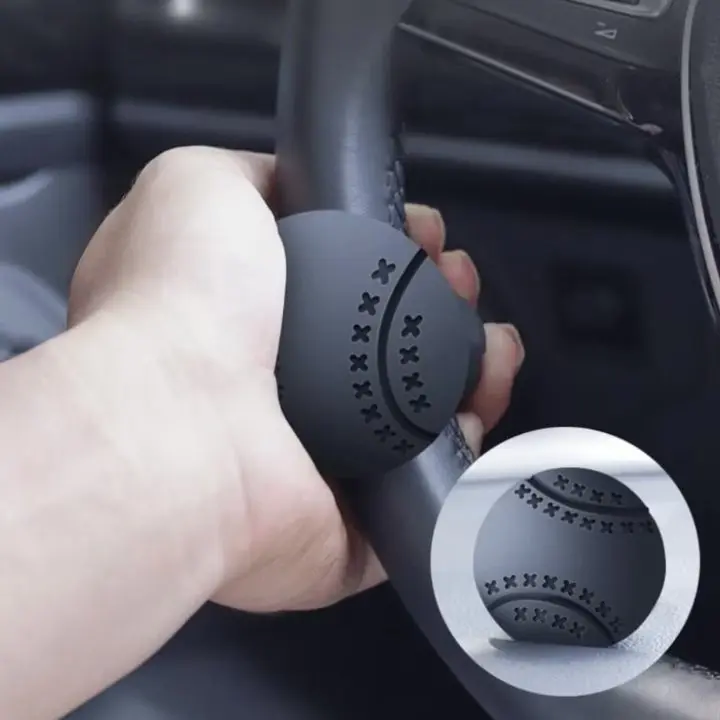 360 Degree Rotation Labor-Saving Steering Knob Ball, Car Steering Wheel Booster Ball, Silicone Steering Wheel Spinner, Car Steering Wheel Assist Creative Bearing Type, Essential Steering Wheel Helper for Experienced Drivers (Black-Type B)