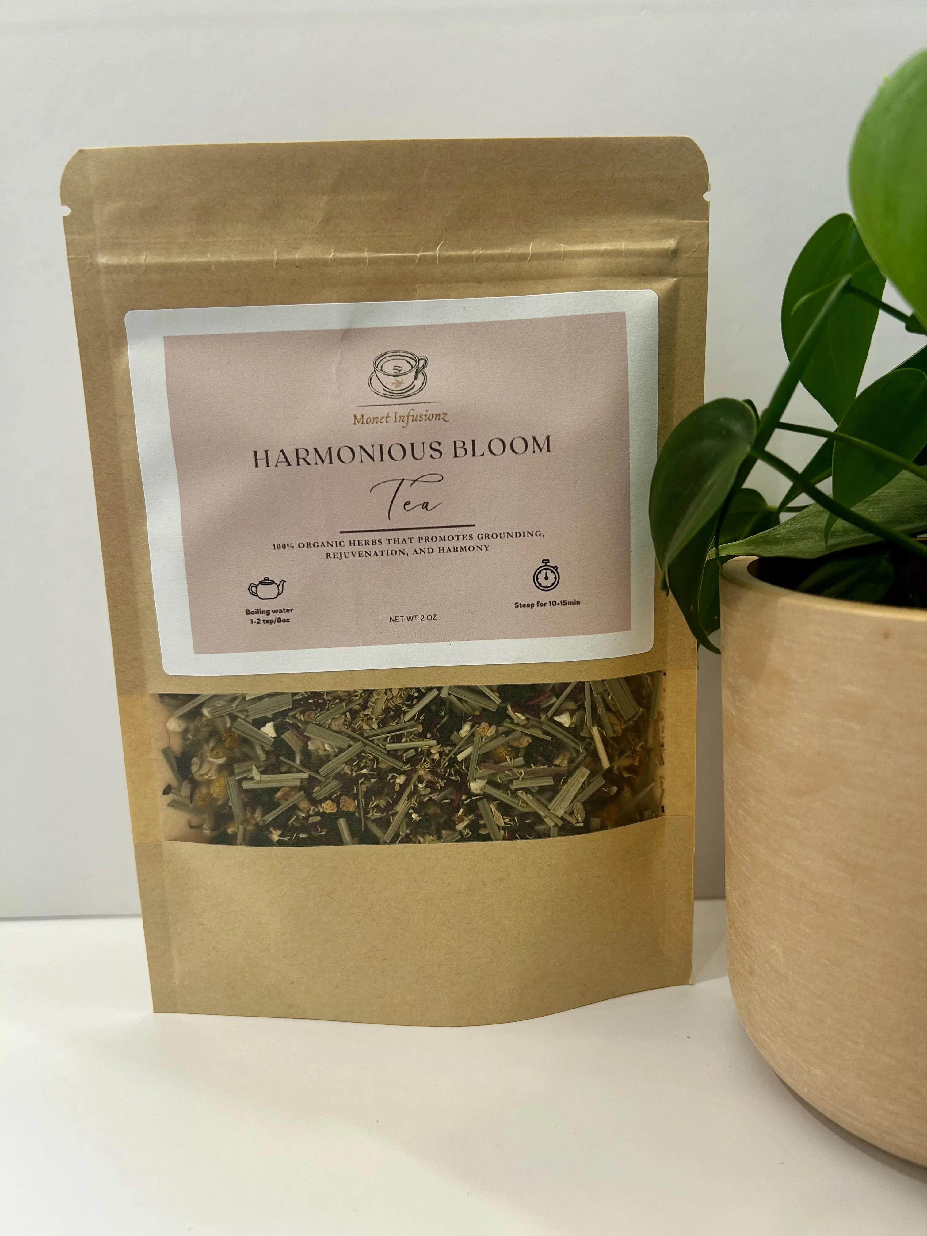 Monet Infusionz Enchanting Harmonious Bloom Tea - 100% Organic Herbs for Balance & Harmony - 2 oz Bag