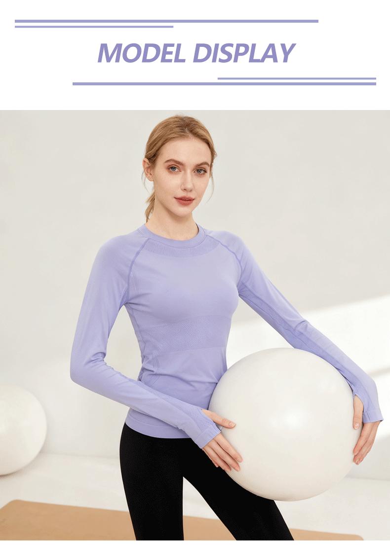 SUNVADUN 73D Seamless Long-sleeved Women's Yoga Top with Thumb Holes High-end Form-fitting for Professional Running Fitness Spring Autumn  Available Gym Sweatwear Gym Workout Shirt Everyday Activewear Athletic Techwear