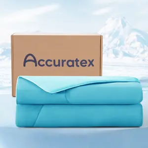 ACCURATEX Cooling Comforter King/Cal King Size, Q-max>0.45 Arc-Chill Cooling Blanket for Hot Sleepers, Lightweight Cool Blankets for Night Sweats, Silky Breathable Summer Cool Comforter,Blue(104x90)