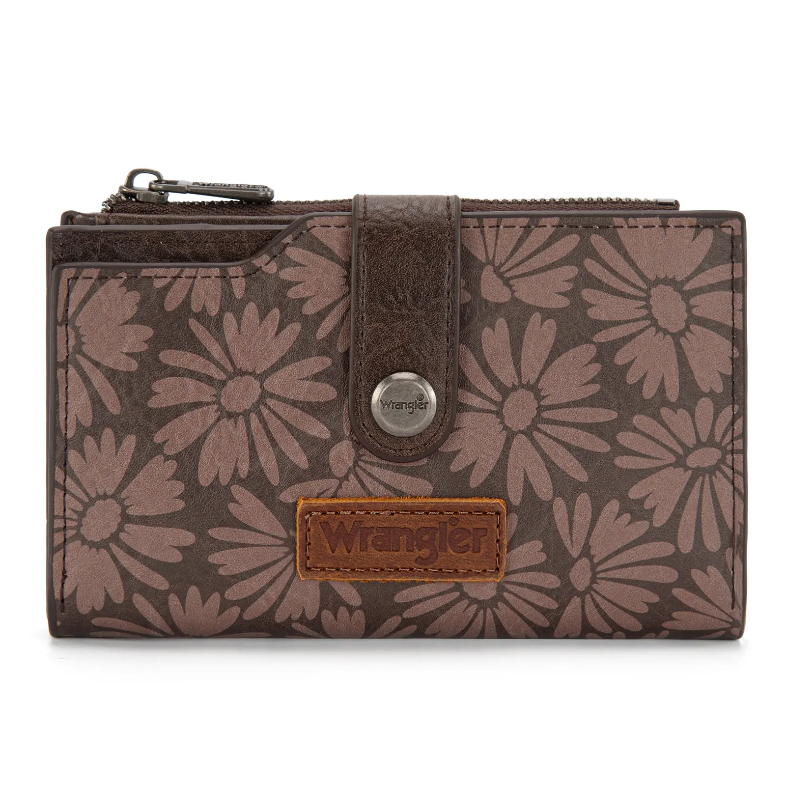 Wrangler RFID Wallet for Women Bifold Card Holder with Zipper and ID Window Sunflower Print TikTokShopJumpstartSale