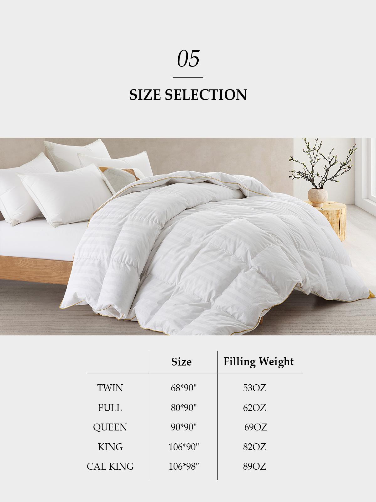PEACE NEST 100% Egyptian Cotton 500TC All Season Goose Down Comforter Natural Hungarian Down Made in Germany Fill Year-round Warmth 1000 Fill Power Machine Washable Soft & Cozy Bedding
