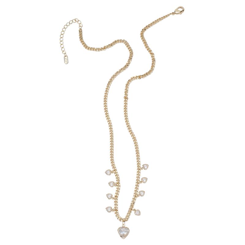 MEIITRUE 14K Gold Plated Heart Pendant Necklace for Women, Hypoallergenic Zirconia Charm Necklace, Fashion Jewelry for Girls