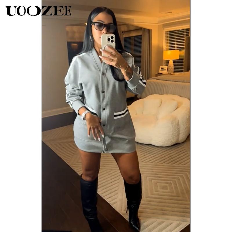 UOOZEE TikTok Exclusive 2025 Spring Fall Womens (Only Top) Long Sleeve V neck Casual Sports Outwear with Pockets, Raglan Sleeve Color Block Casual Outerwear Womenswear coat winter outfits women (One Size Up Recommended for C - Cup and Above)