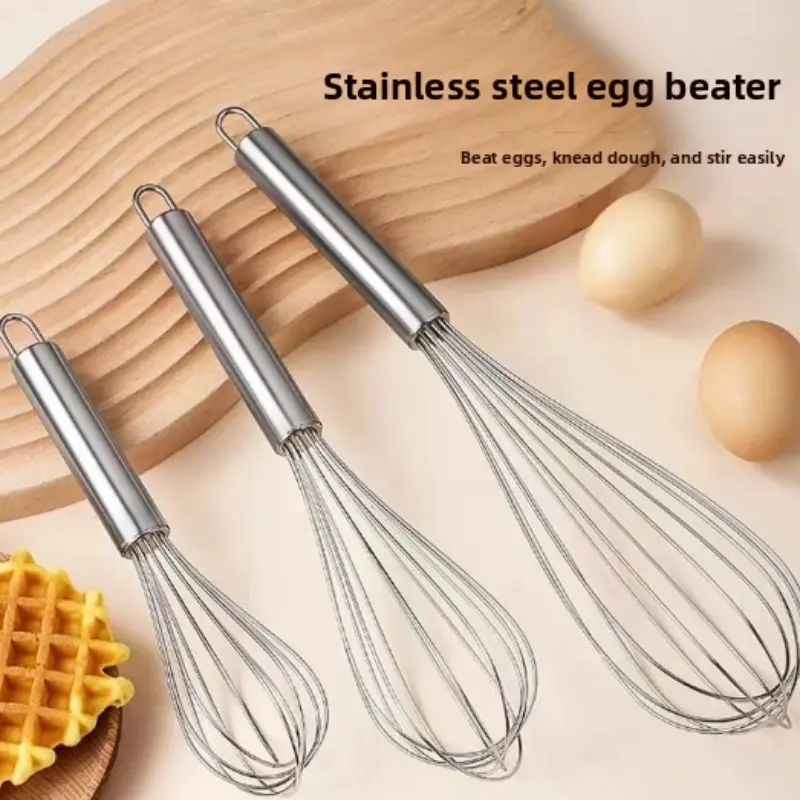 Stainless Steel Handheld Whisk, Multi-Use Cream Egg Beater, Kitchen Baking Tool, Baking Utensils, Portable Mixer for Eggs & Creams, Essential Cooking Gear, Metal Whisk