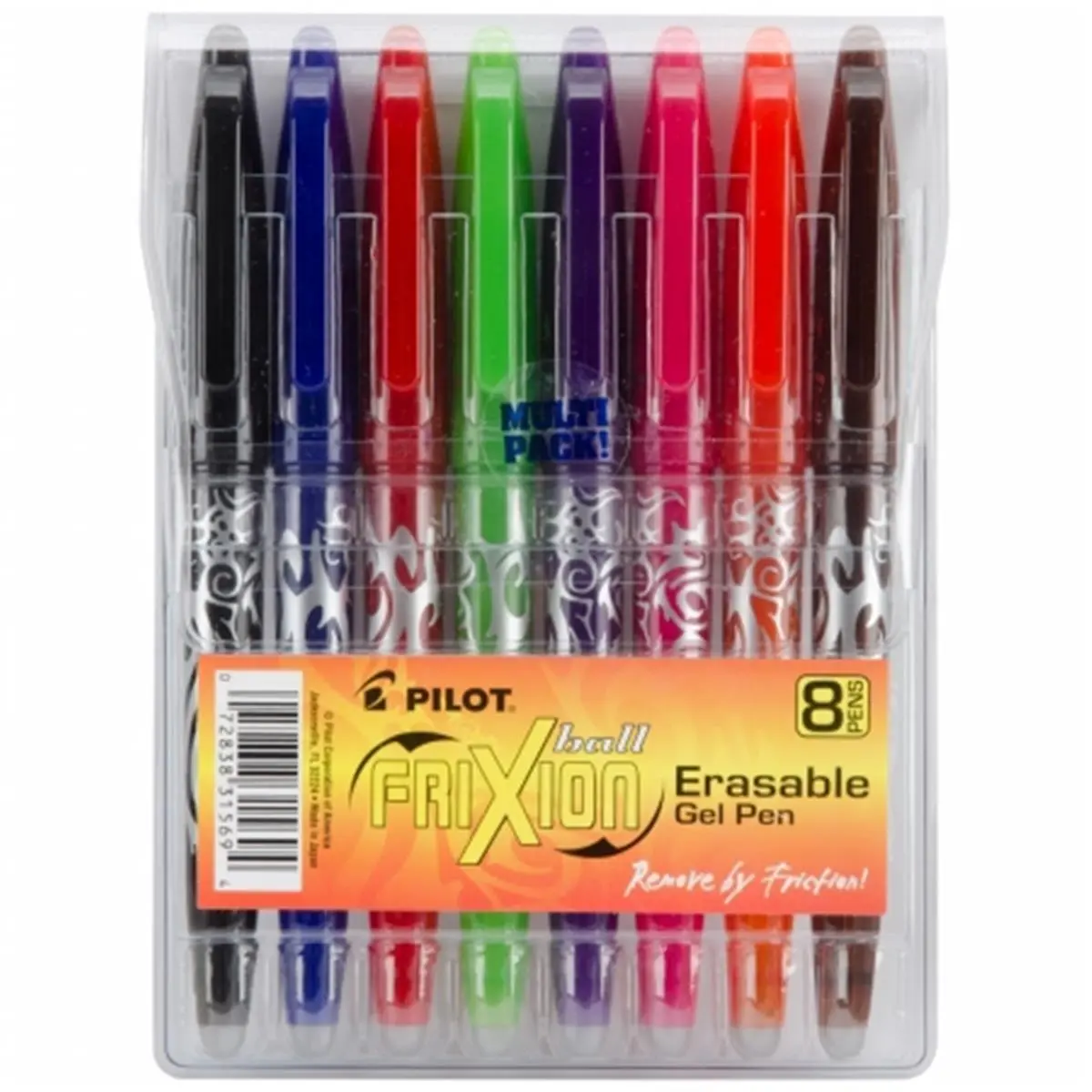 Pilot Pen  Frixion Ball Erasable Gel Pens 8-Pkg-Assorted Colors, Writing Pens, Colored Pens Set, Erasable Ballpen
