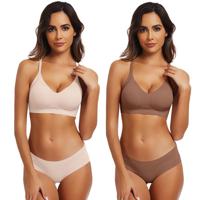 OEAK 2PCS Women Jelly Bras Breathable Adjustable Wireless Full Coverage Soft Everyday Seamless Bra No Underwire Comfort Bras Set OEAK 2PCS Women Jelly Bras Breathable Adjustable Wireless Full Coverage Soft Everyday Seamless Bra No Underwire Comfort Bras Set