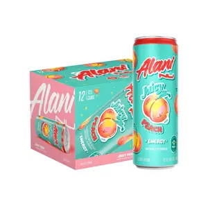 Alani Nu Energy Drink Juicy Peach 12 Pack 12oz Cans Zero Sugar 200mg Caffeine Boosting Beverage