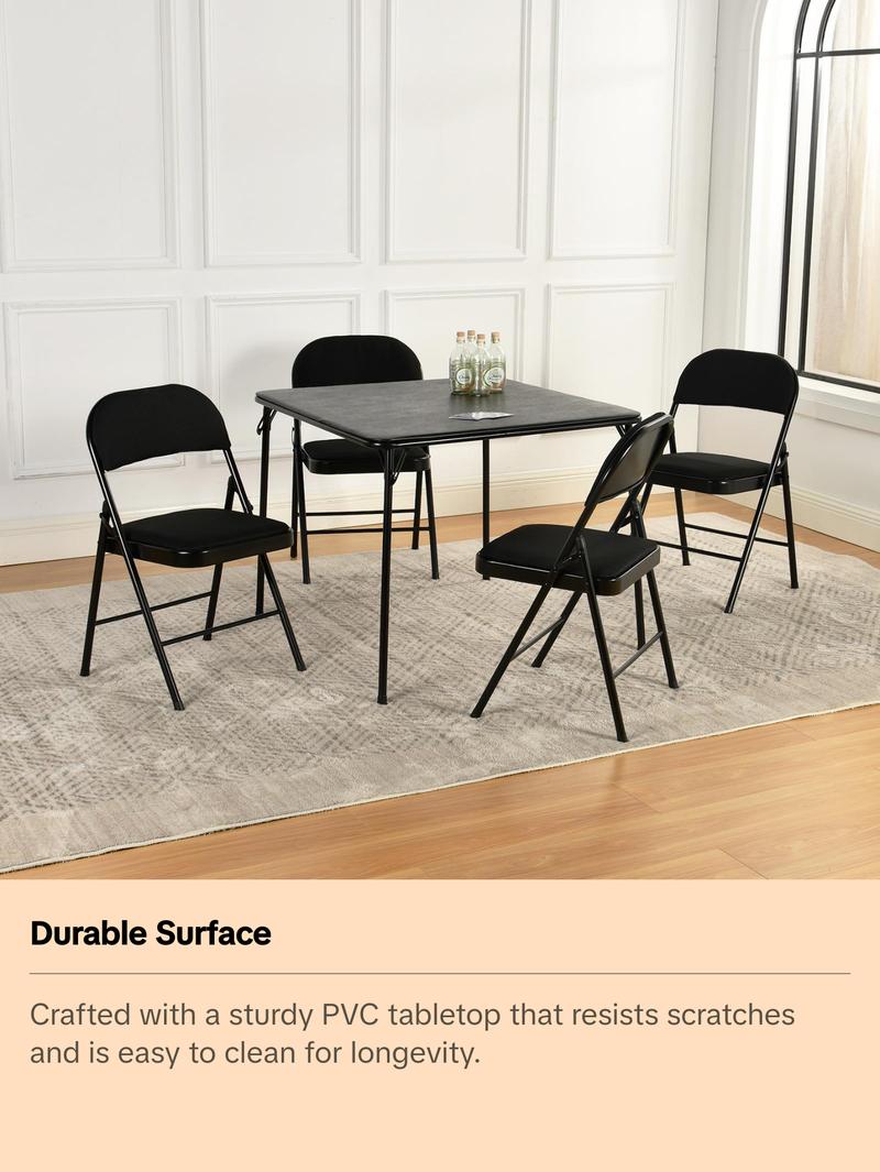 【Deal】Homy Casa 34'' Folding Card Table with Padded Tabletop, Portable Table for Indoor/Outdoor Parties Picnics Games Camping