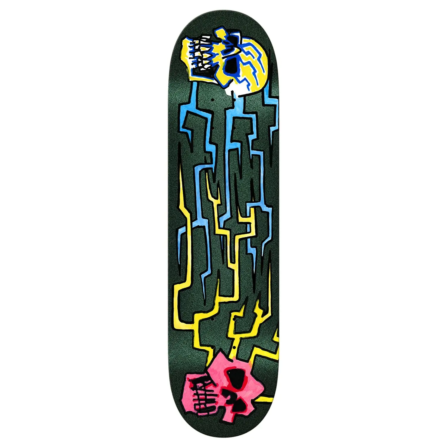 Krooked Skateboard Deck Worrest Skull and Bolts Twin Tail Slick 8.3" x 31.9"
