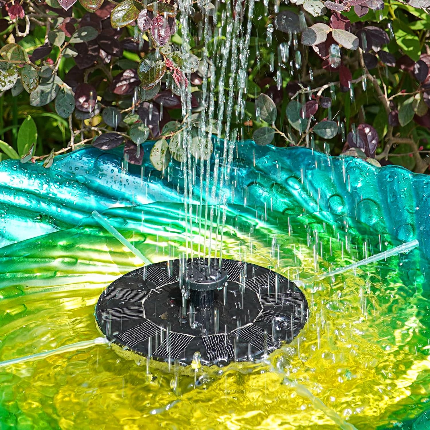 Solar Water Fountain With 7 Different Water Features, Four Windproof Fixing Rods,Floating Fountain Pump For Garden Decoration,Ponds,Bird Baths