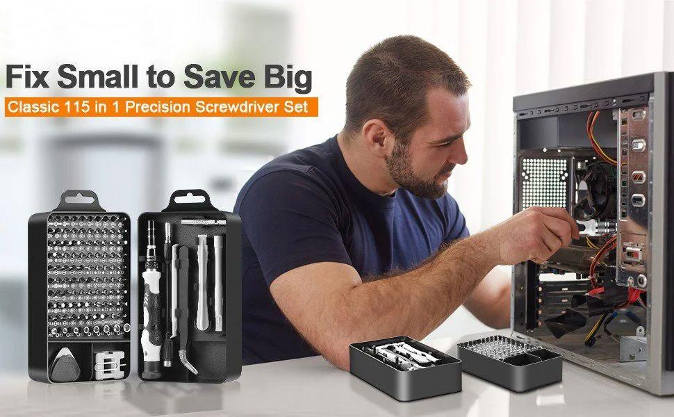 Precision Screwdriver Set, Professional Grade 115 in 1 Magnetic Repair Tool Kit for Electronics, Computer, iPhone, Laptop, Game Console, Watch, Eyeglasses, Modding, and DIY Projects